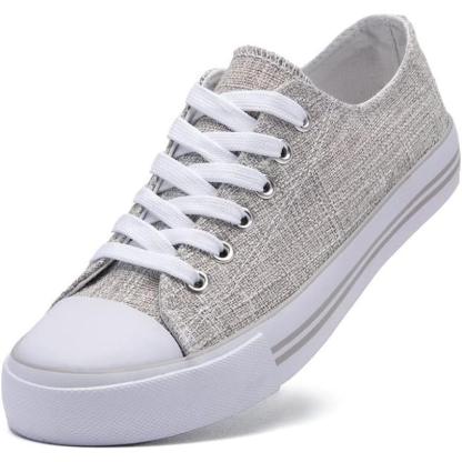 Mono Canvas Sneakers With Lace Up Detail - The Boston Boots
