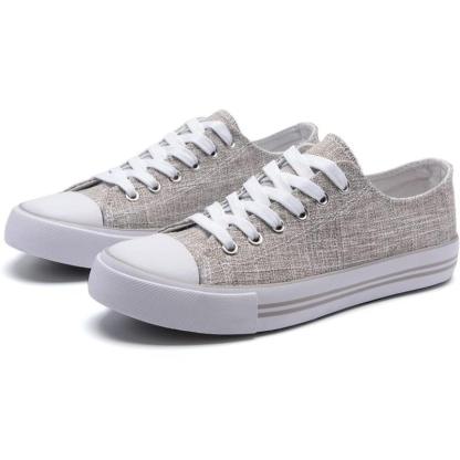 Mono Canvas Sneakers With Lace Up Detail - The Boston Boots