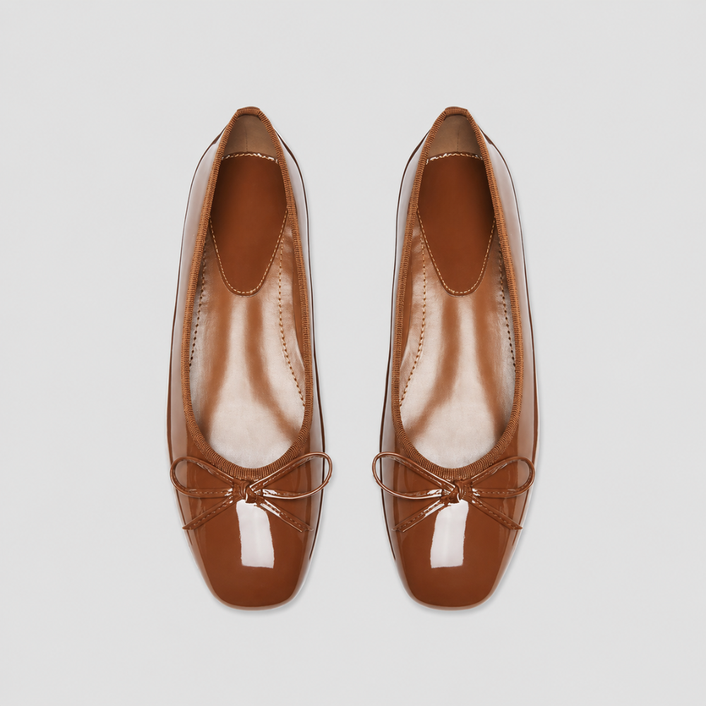 Bow Detail Mary Jane Ballet Flats with Square Front for Casual and Work Wear for Women