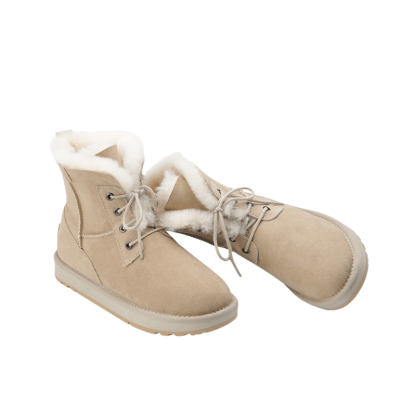 Suede Leather Women Winter Lace Up Snow Boots - The Boston Boots