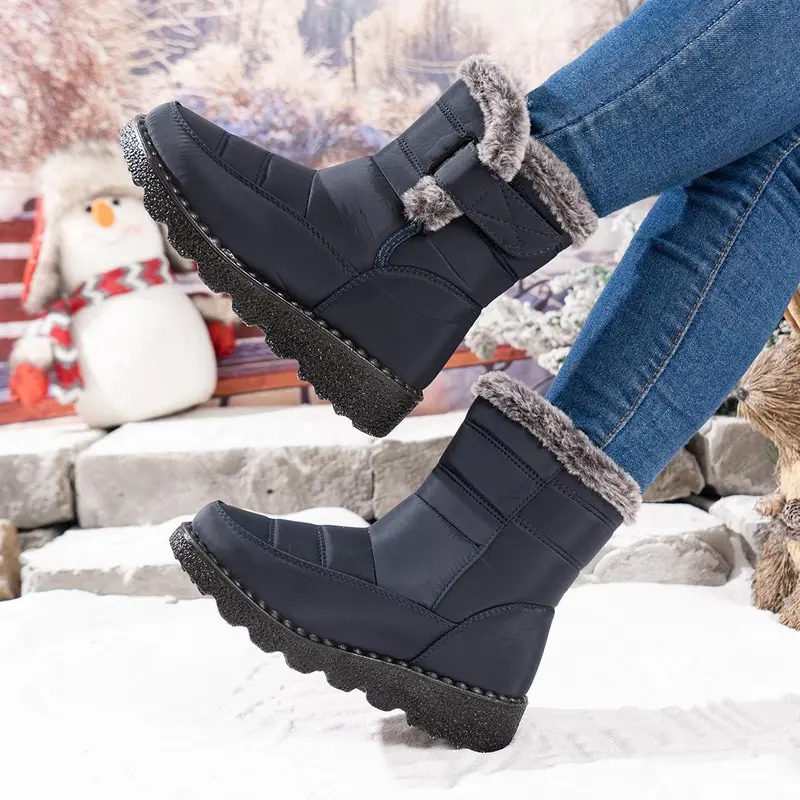 Winter Fur Lined Snow Boots For Women With Slip Resistant Sole