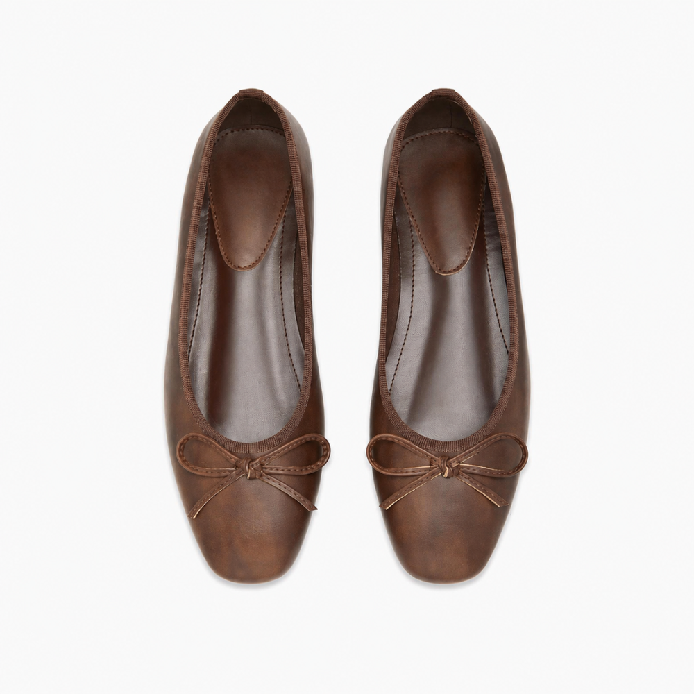 Bow Detail Mary Jane Ballet Flats with Square Front for Casual and Work Wear for Women