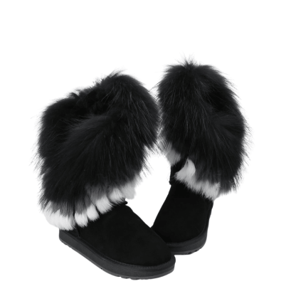 Woman Knee High Suede Leather Snow Boots - The Boston Boots