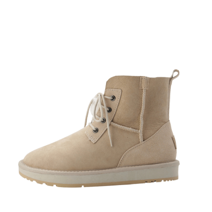 Suede Leather Women Winter Lace Up Snow Boots - The Boston Boots