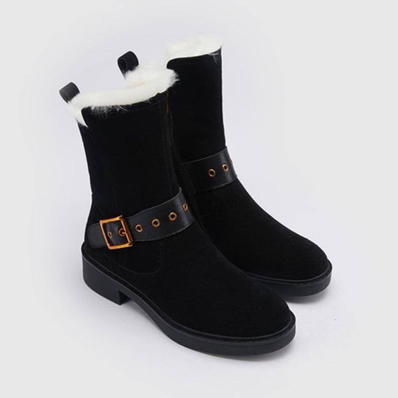 Plush Warm Chelsea Boots With Faux Suede Upper And Rubber Sole-The Boston Boots