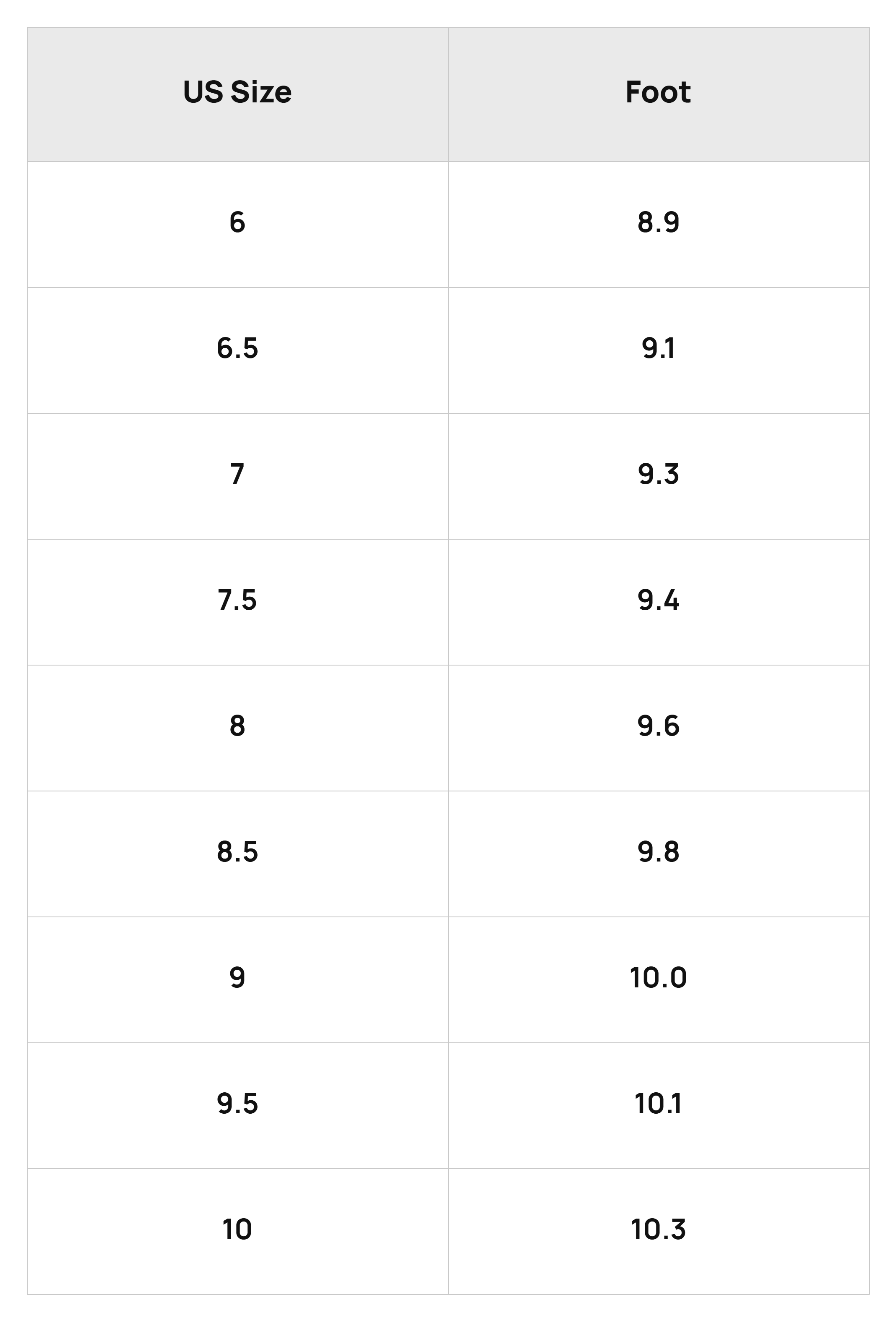 Size Chart