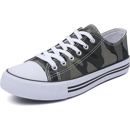 Mono Canvas Sneakers With Lace Up Detail - The Boston Boots