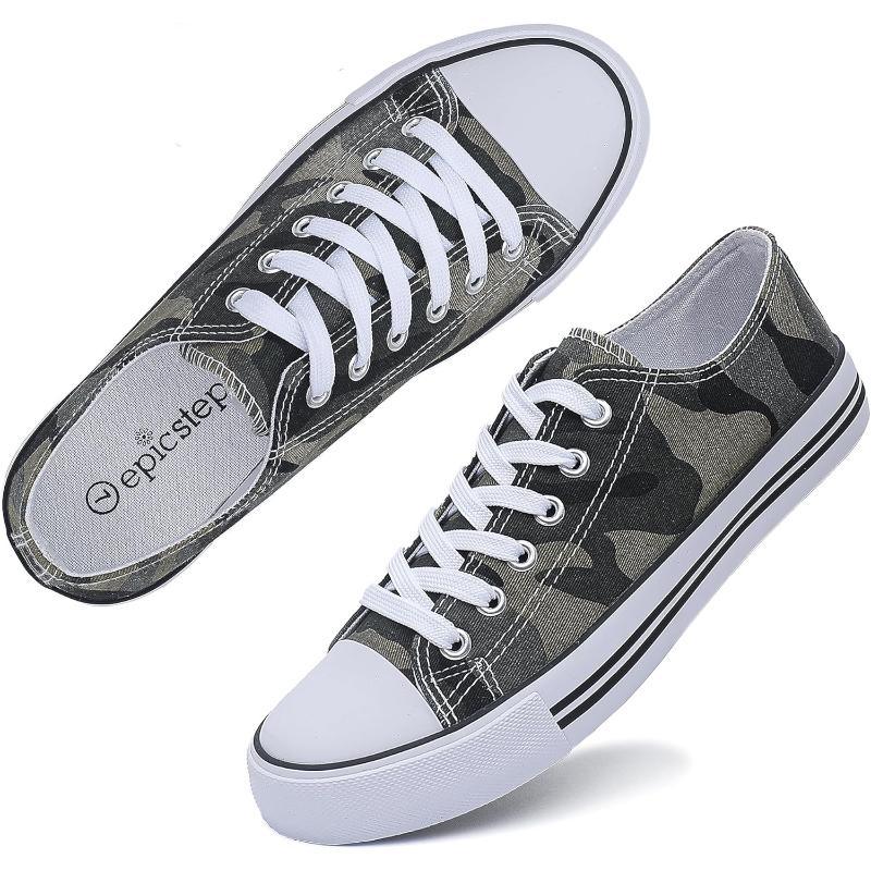 Mono Canvas Sneakers With Lace Up Detail - The Boston Boots