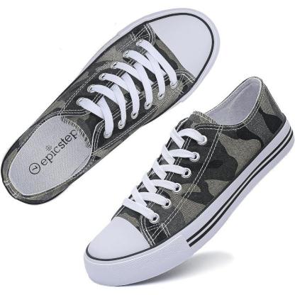 Mono Canvas Sneakers With Lace Up Detail - The Boston Boots