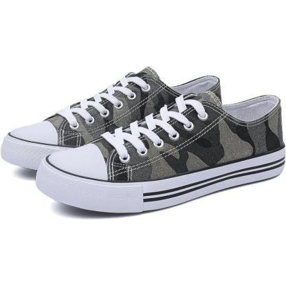 Mono Canvas Sneakers With Lace Up Detail - The Boston Boots