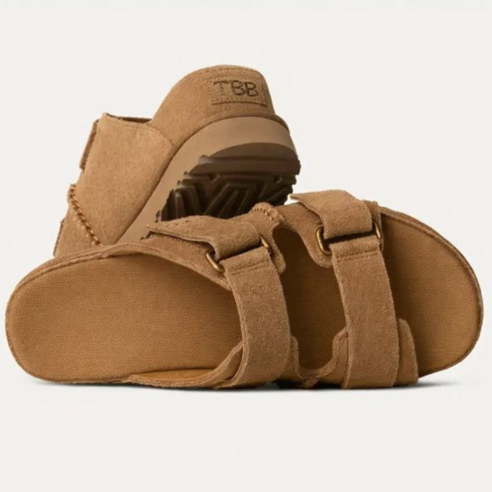 Comfort Suede Slide Sandals With Thick Platform Sole