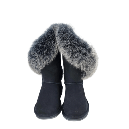 Women's Suede Leather Winter Snow Boots - The Boston Boots