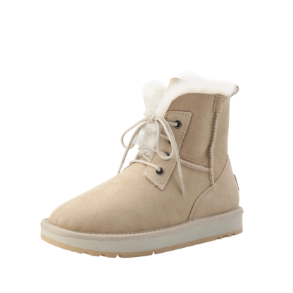 Suede Leather Women Winter Lace Up Snow Boots - The Boston Boots