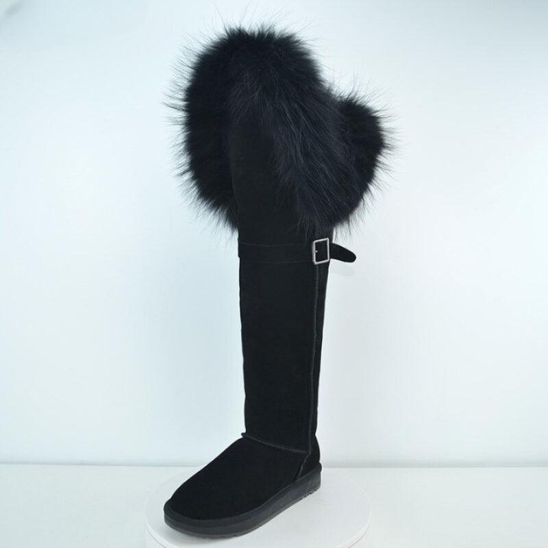 Over The Knee Winter Warm Shoes Plush Slip On Footwear-The Boston Boots