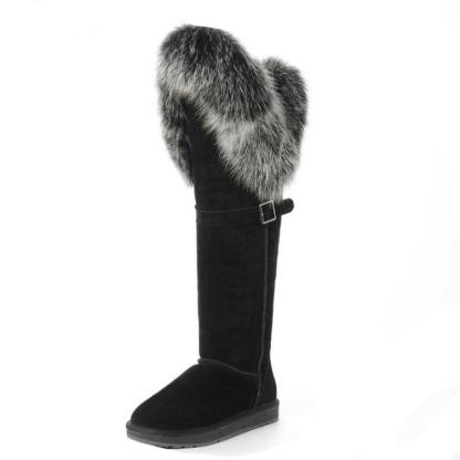 Over The Knee Black Strap Snow Boots - The Boston Boots