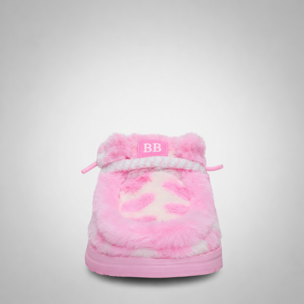 Wendy Printed Faux Shearling Slip On Slippers