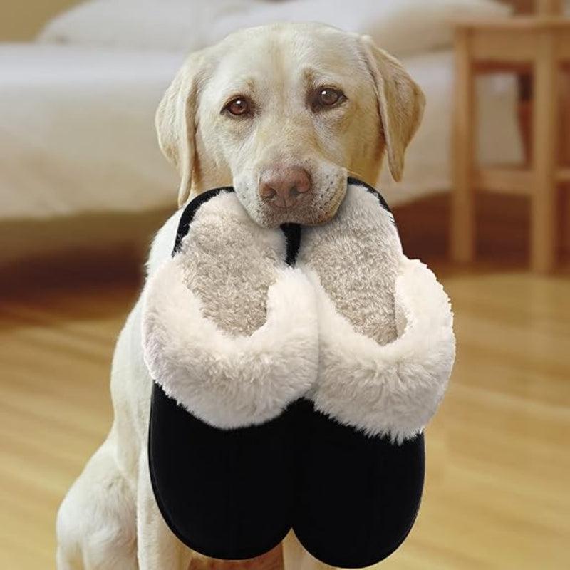 Cozy Fleece Lined Suede Plush Slippers - The Boston Boots