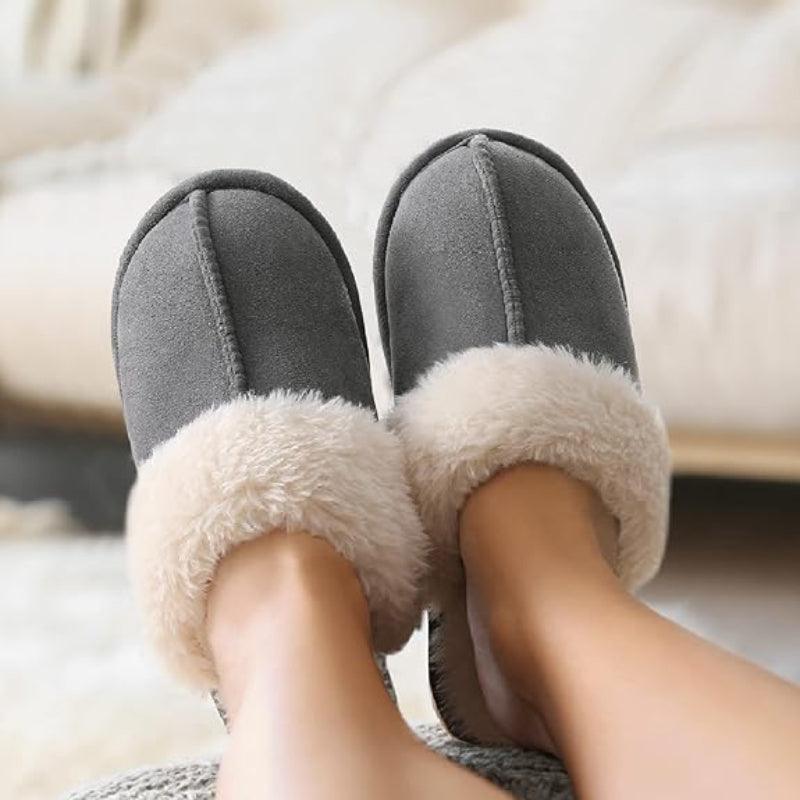 Cozy Fleece Lined Suede Plush Slippers - The Boston Boots