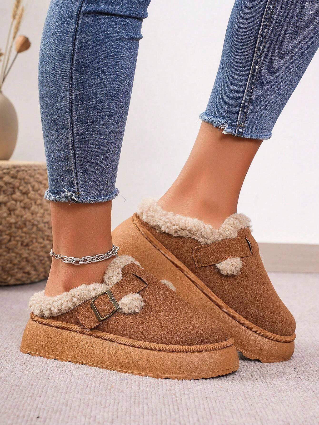 Cozy Winter Plush Lined Platform House Slippers - The Boston Boots