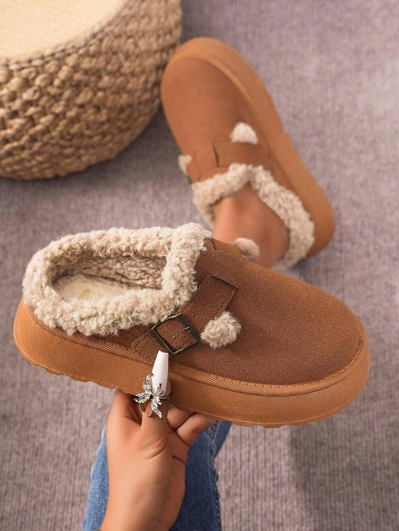 Cozy Winter Plush Lined Platform House Slippers - The Boston Boots