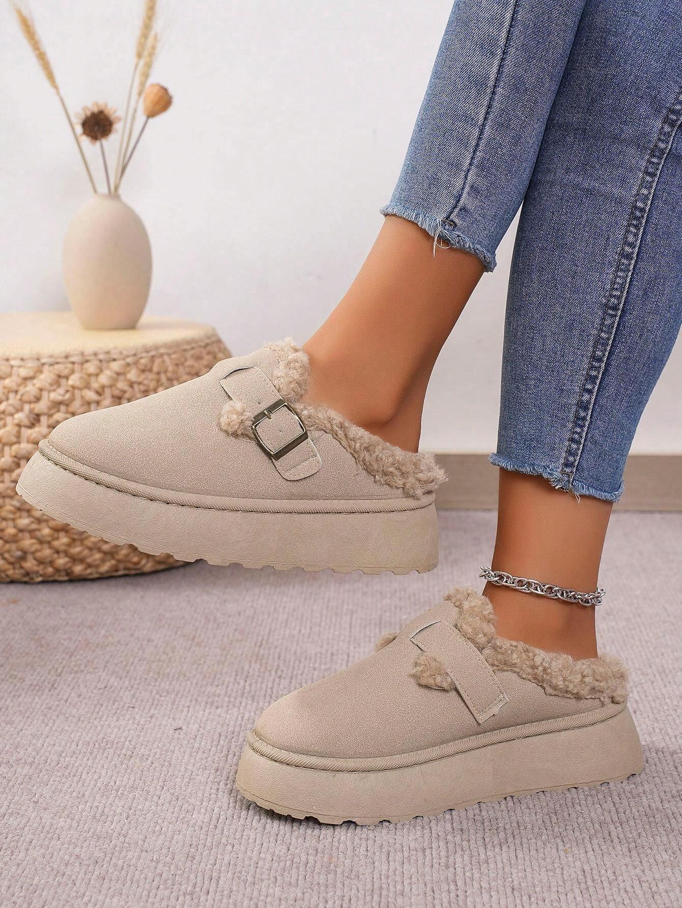Cozy Winter Plush Lined Platform House Slippers - The Boston Boots