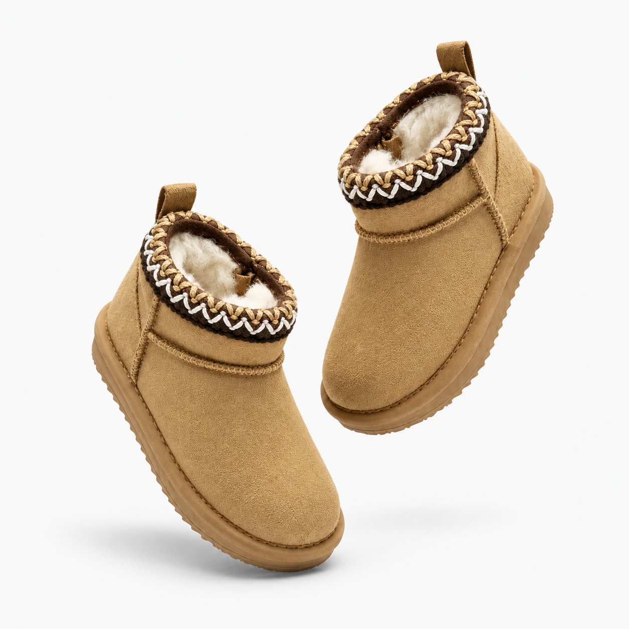 Cuff Booties With Soft Plush Lining Water Resistant Grip For Kids
