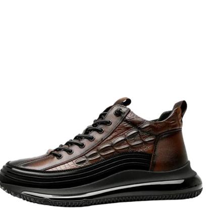 Embossed Croc Texture Platform Sneakers For Men - The Boston Boots