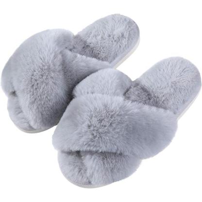 Fuzzy Foam Slippers With EVA Sole - The Boston Boots