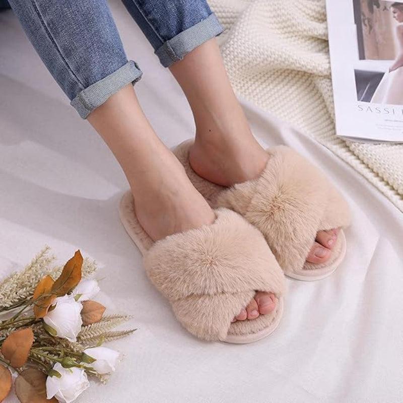 Fuzzy Foam Slippers With EVA Sole - The Boston Boots