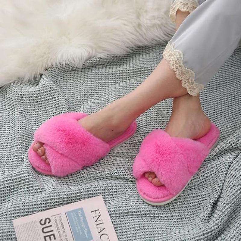 Fuzzy Foam Slippers With EVA Sole - The Boston Boots