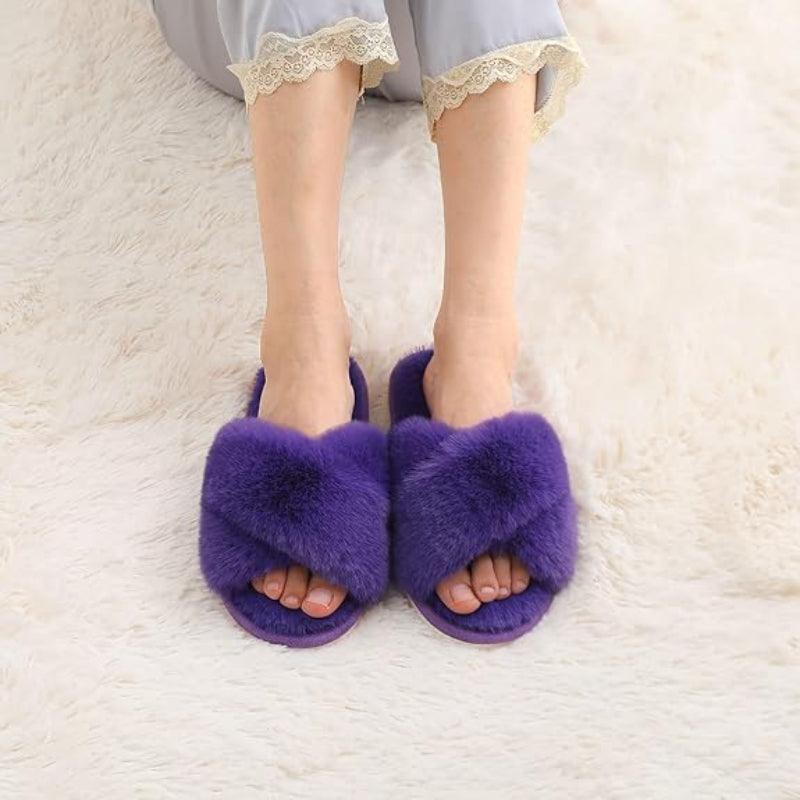 Fuzzy Foam Slippers With EVA Sole - The Boston Boots