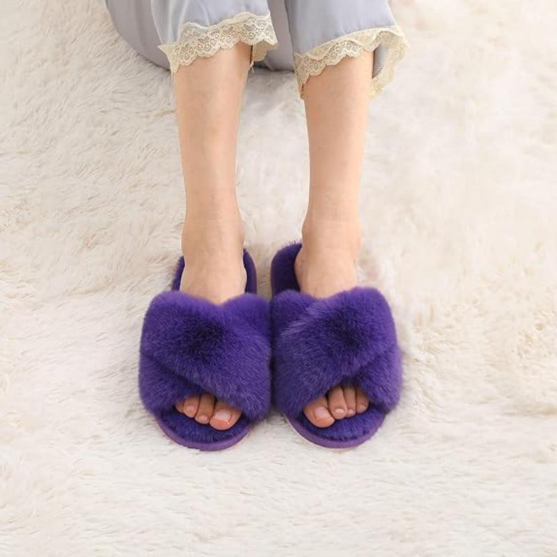 Fuzzy Foam Slippers With EVA Sole - The Boston Boots