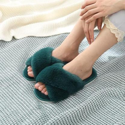 Fuzzy Foam Slippers With EVA Sole - The Boston Boots