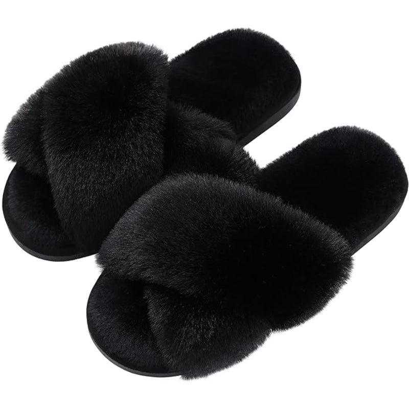 Fuzzy Foam Slippers With EVA Sole - The Boston Boots