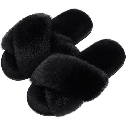 Fuzzy Foam Slippers With EVA Sole - The Boston Boots