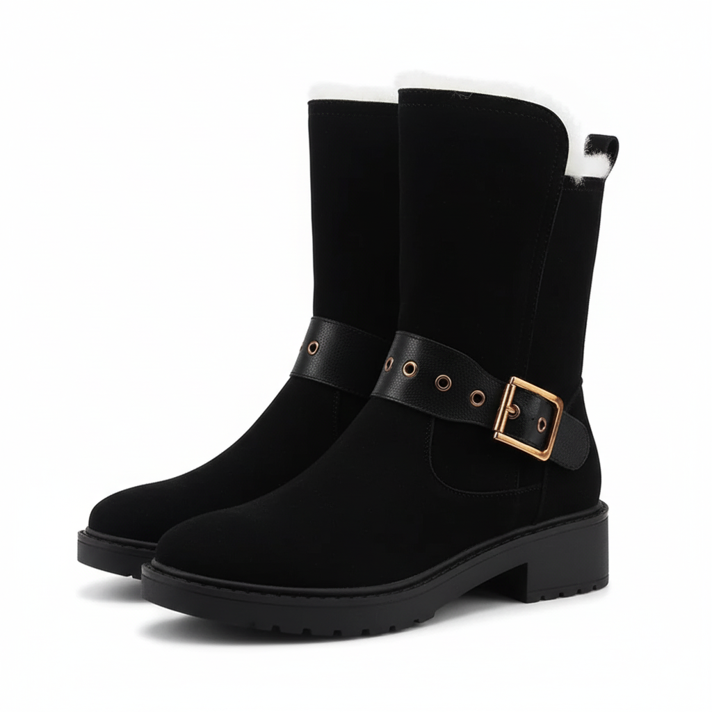 Plush Warm Chelsea Boots With Faux Suede Upper And Rubber Sole