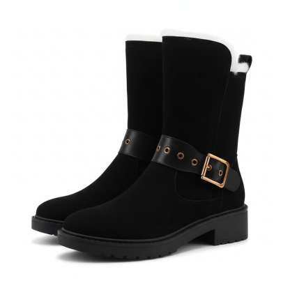 Plush Warm Chelsea Boots With Faux Suede Upper And Rubber Sole