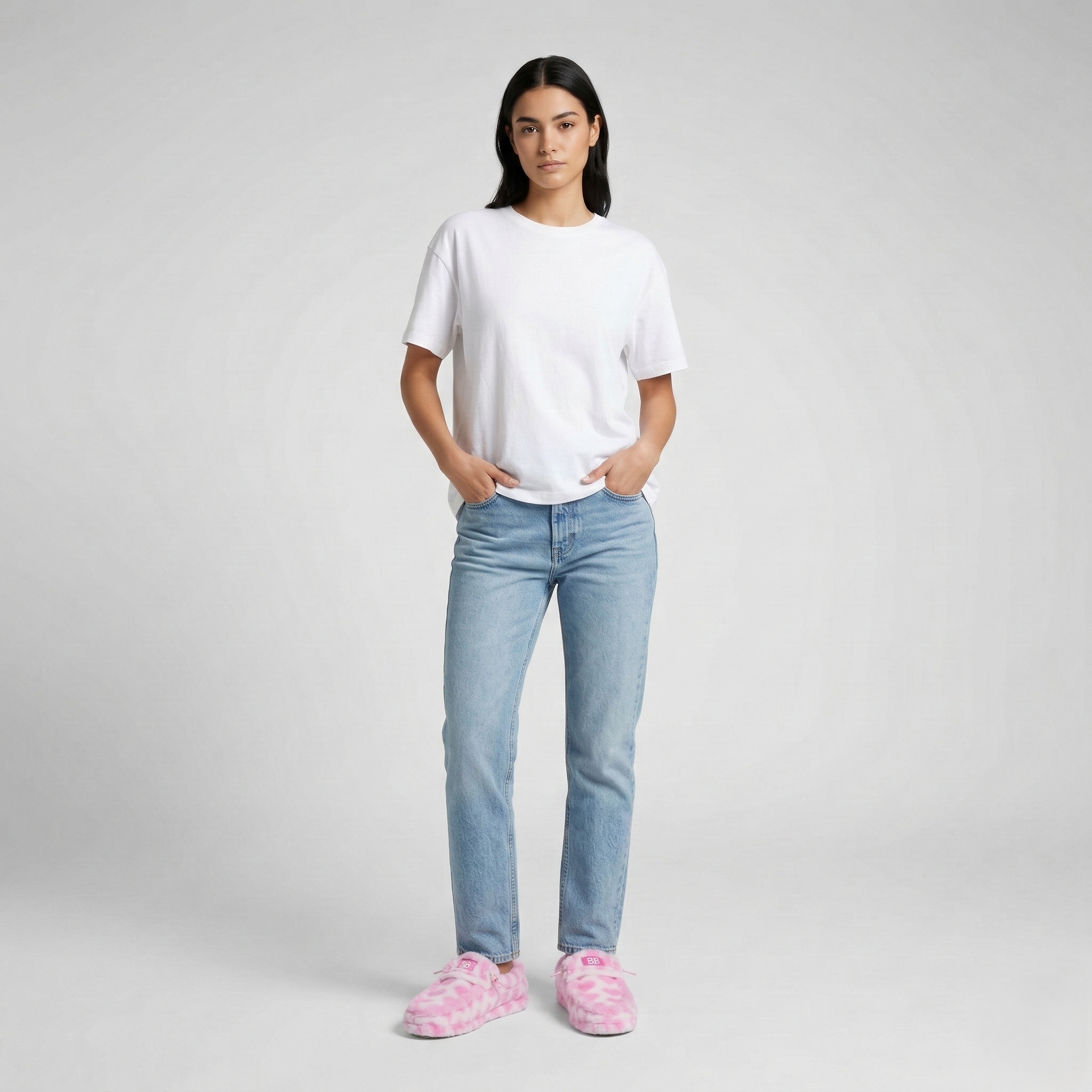 Wendy Printed Faux Shearling Slip On Slippers