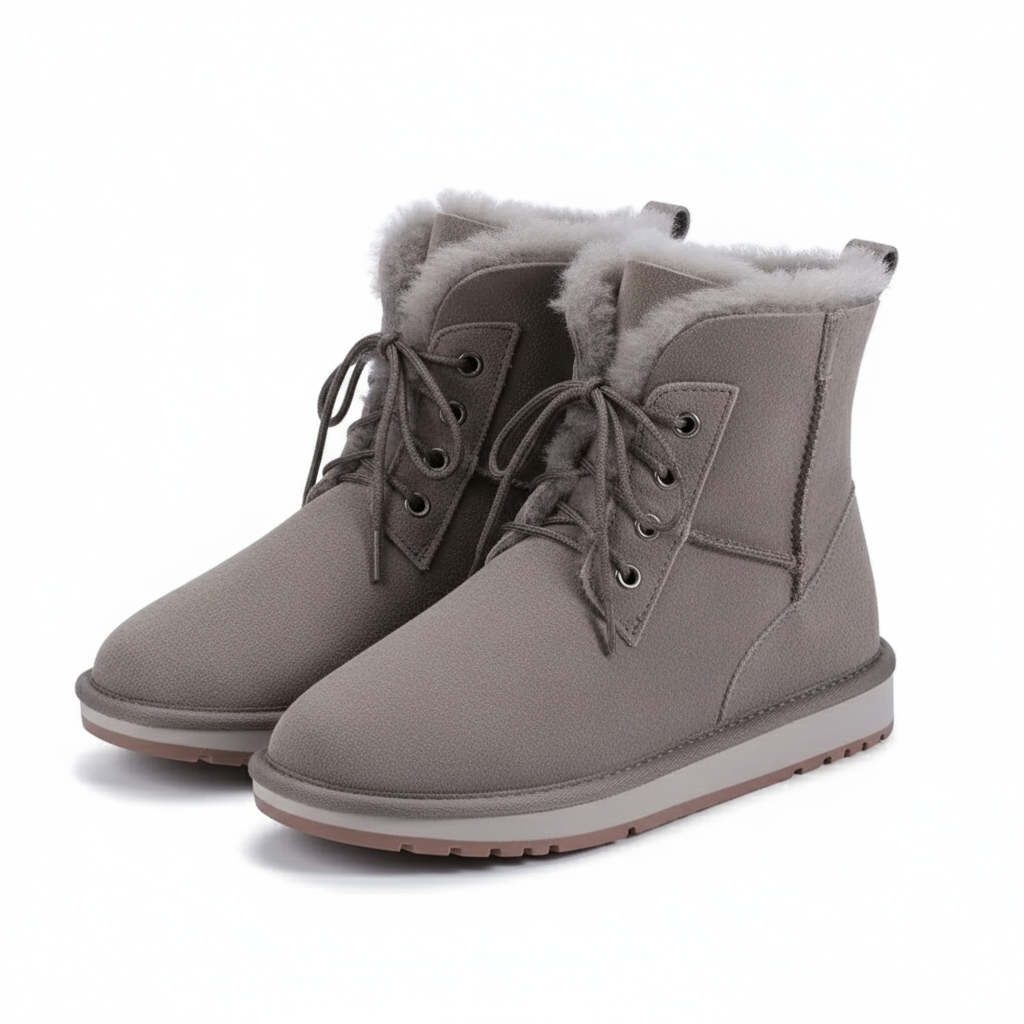 Lace-Up Faux Fur Boots