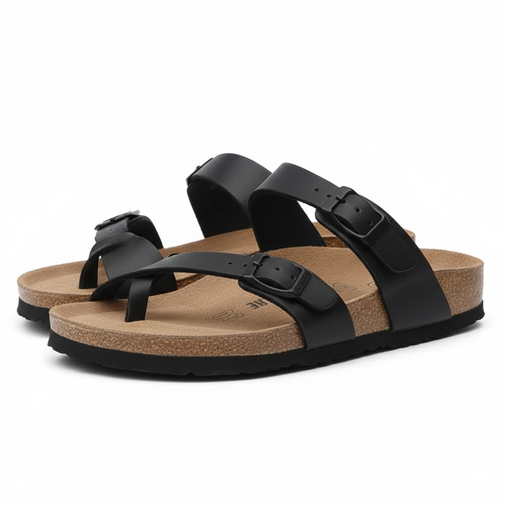 Cork Double Buckle Sandals