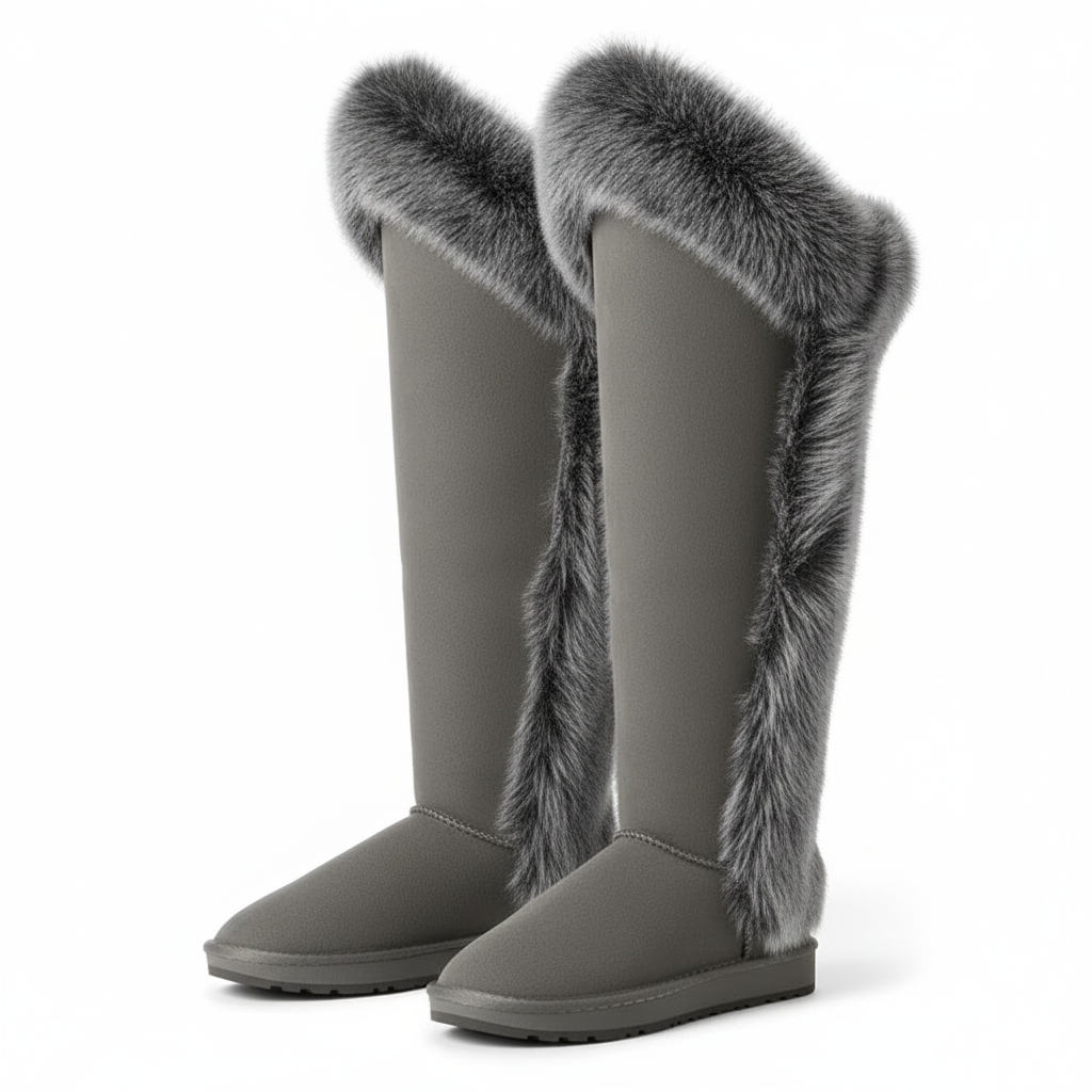 High Design Snow Boots With Fur Lined Slip On Footwear