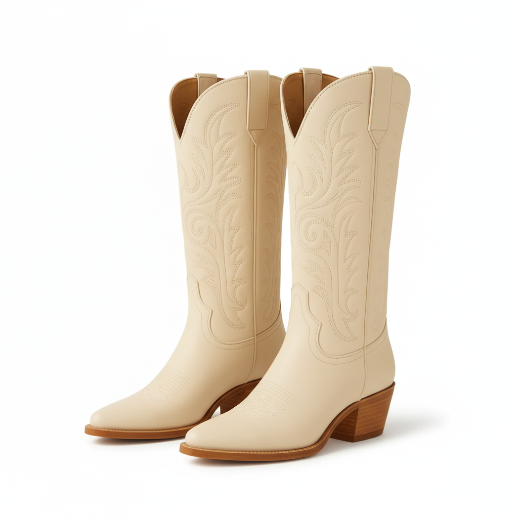 The Annie Cowgirl Western Boots With Embroidered Shaft