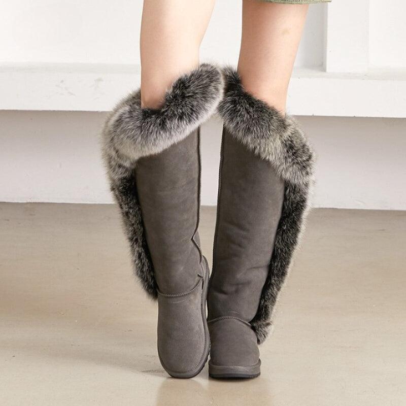 High Knee Fur Snow Boots - The Boston Boots