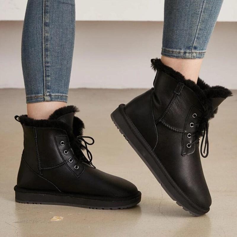 Faux Fur Lined Lace-Up Snow Boots - The Boston Boots