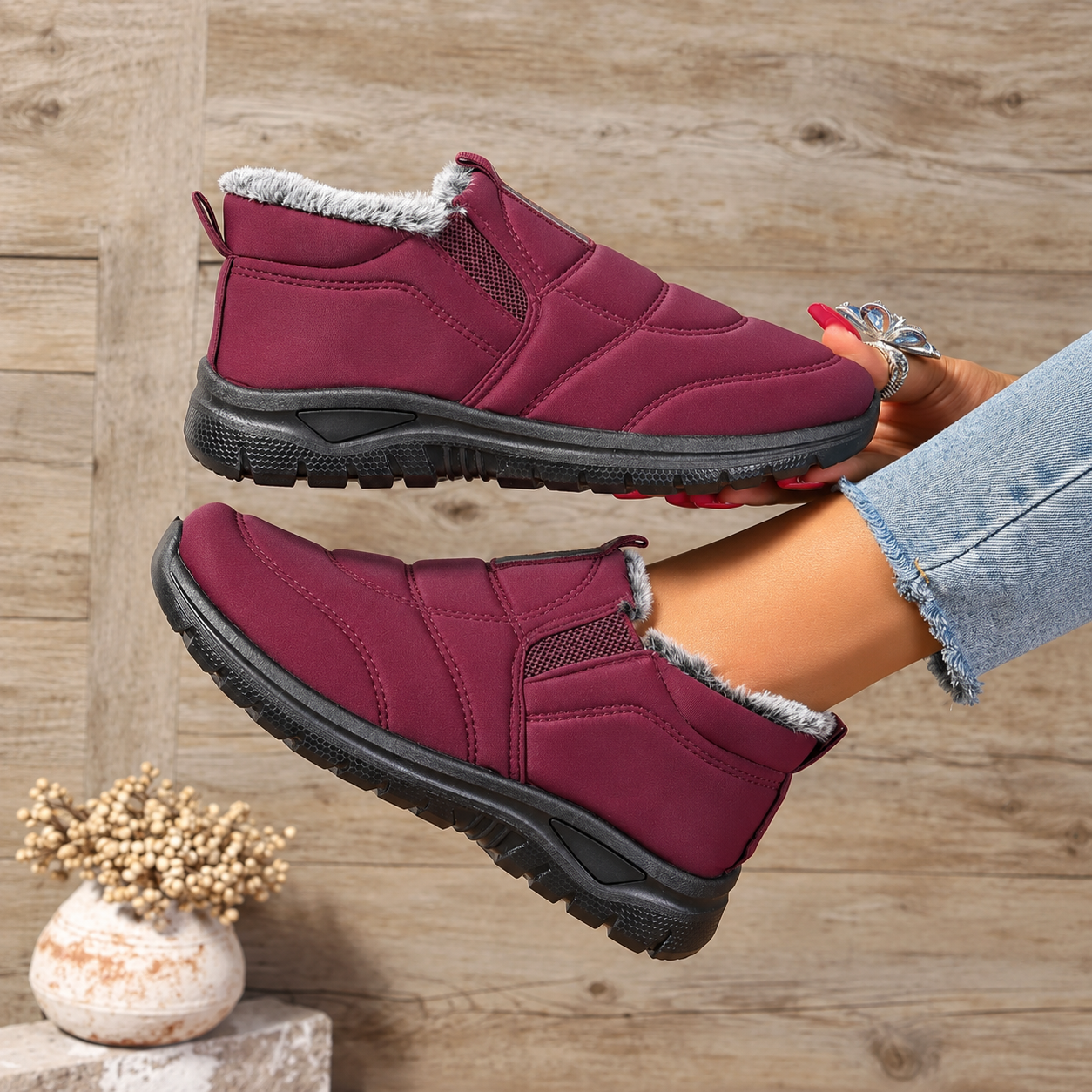 Comfortable Plush Lining Non Slip Snow Boots For Women