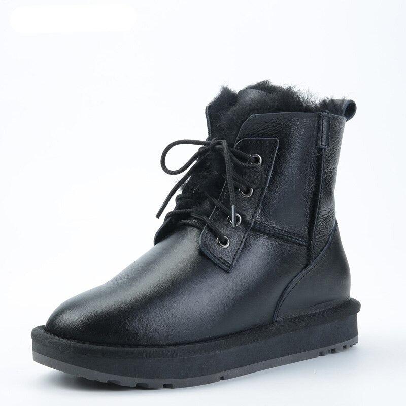 Faux Fur Lined Lace-Up Snow Boots - The Boston Boots