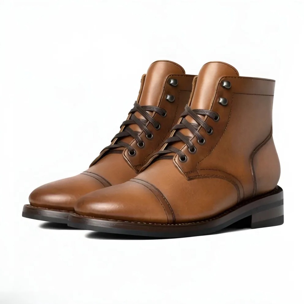 Minimalist Leather Lace Boots