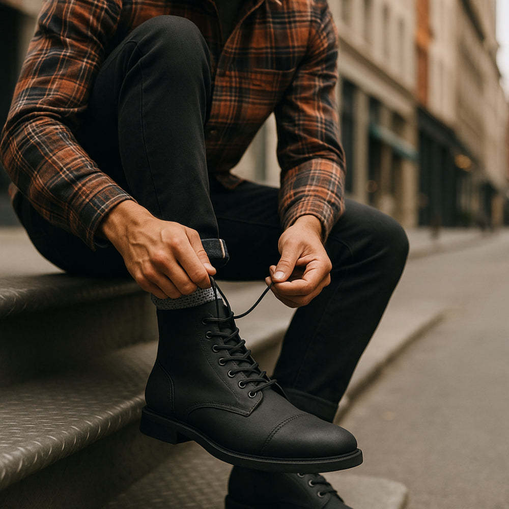 Structured Leather Lace Boots-The Boston Boots