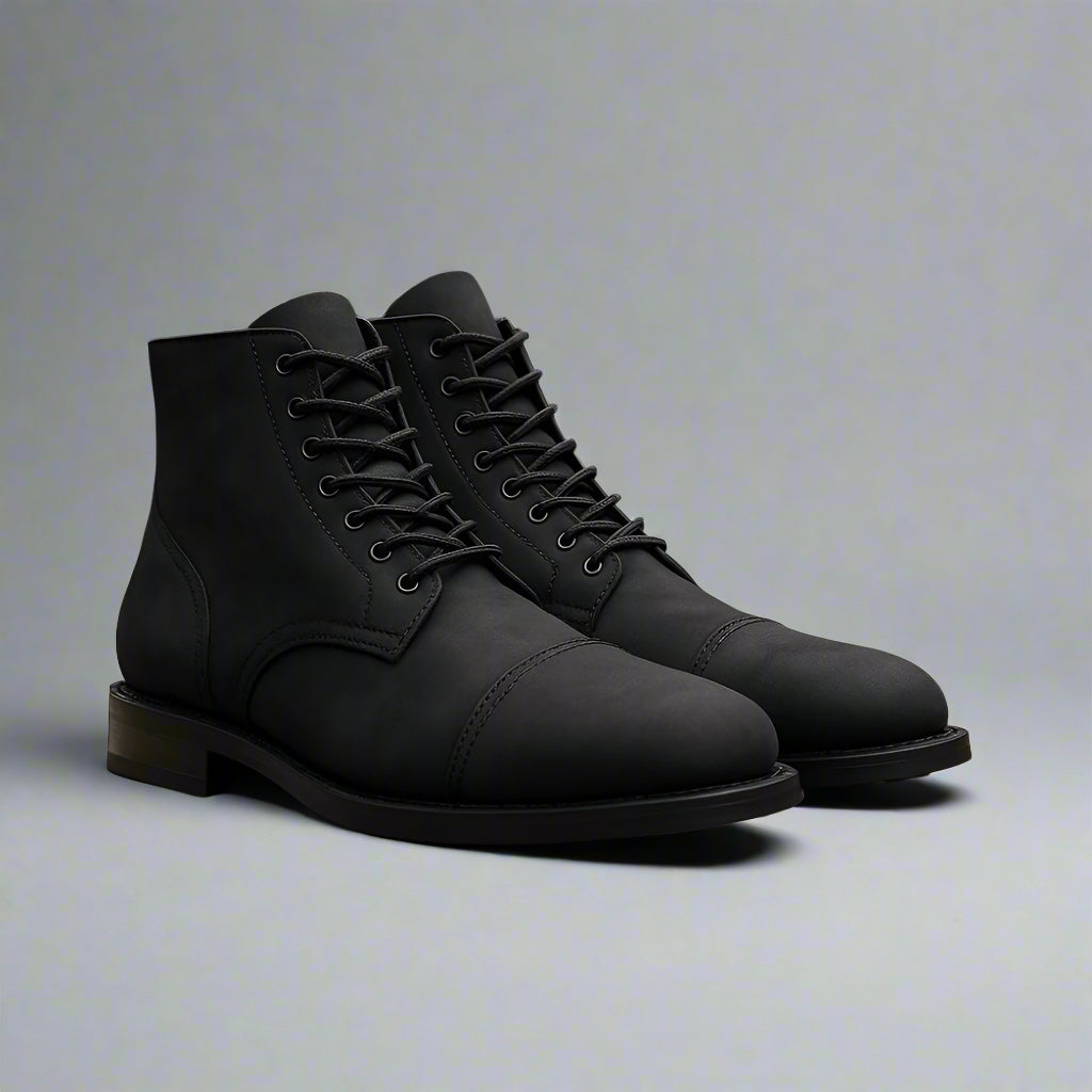 Structured Leather Lace Boots-The Boston Boots