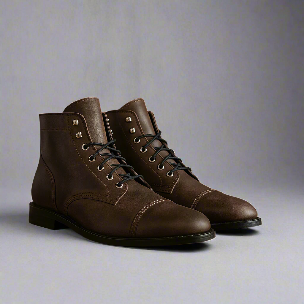 Structured Leather Lace Boots-The Boston Boots